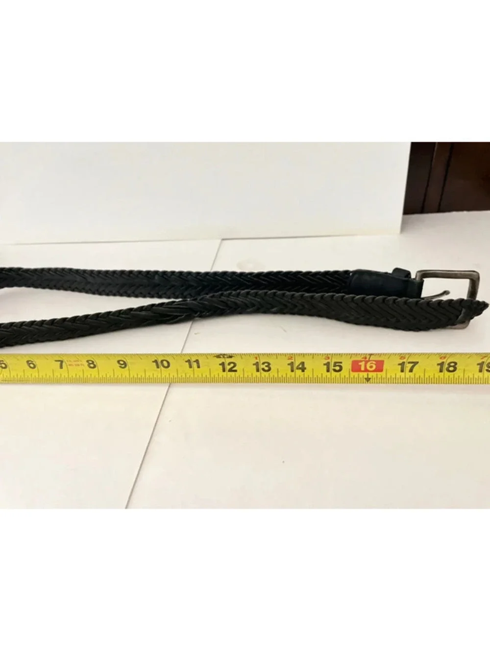 Men’s black braided leather style belt casual